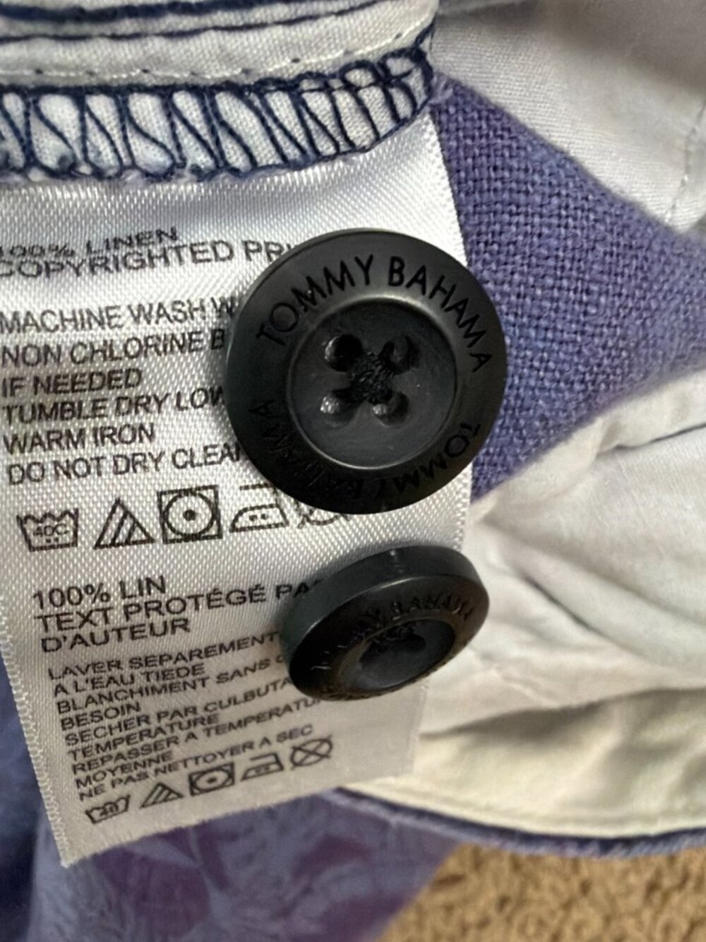 Tommy Bahama Shorts Mens 36 Purple 100% Linen Beach Surf Hawaiian Resort Tropic - Picture 7 of 7